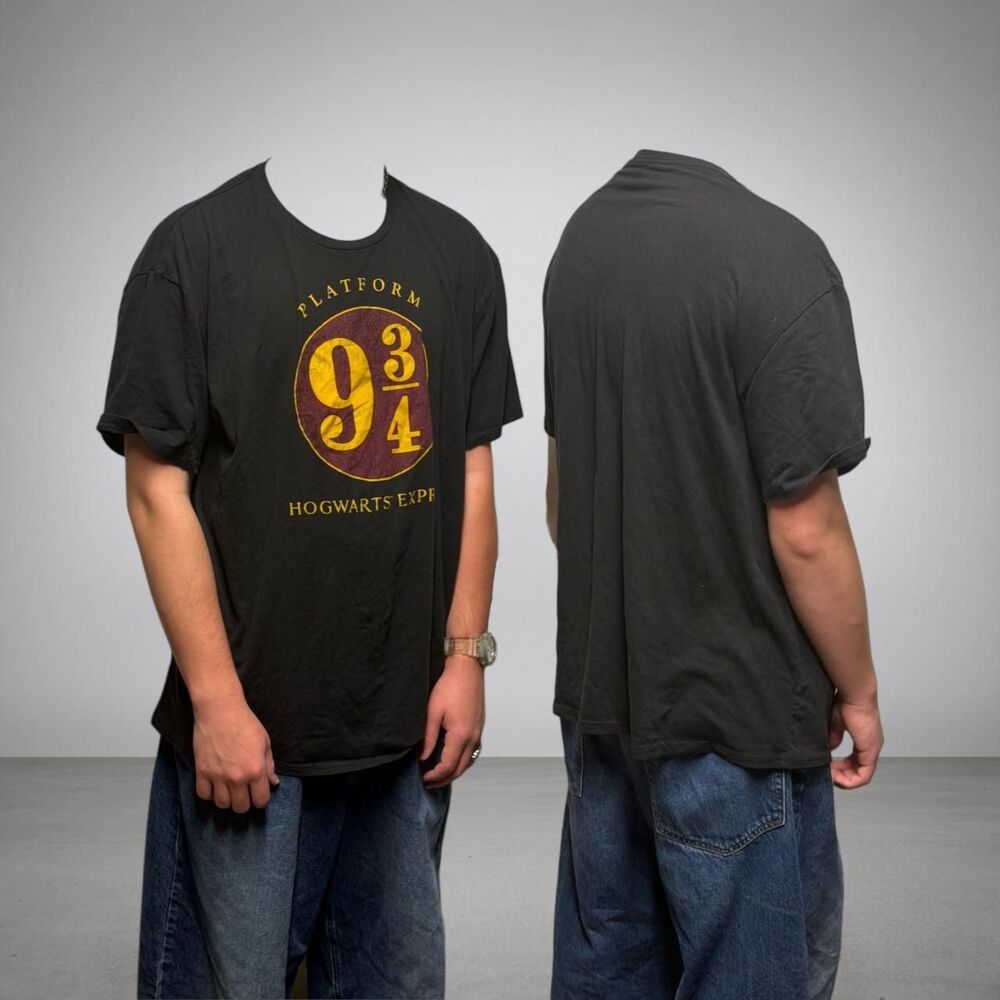 Harry-potter Men's Black and Grey T-shirt
